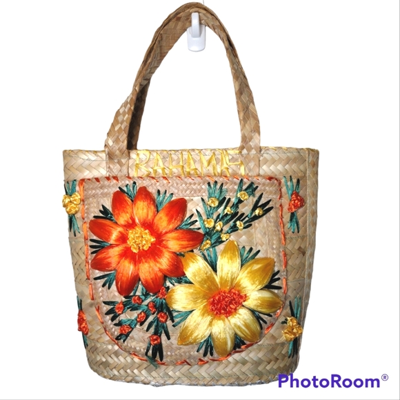 Bahama Handmade Handbags - Vintage Straw Raffia Jute Bahama Tote Bag